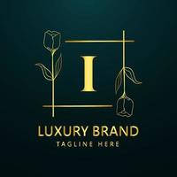 Premium letter I logo icon design. Luxury jewelry frame gem edge logotype. Beauty, Fashion, Spa icon, Floral logo design vector