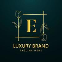 Premium letter E logo icon design. Luxury jewelry frame gem edge logotype. Beauty, Fashion, Spa icon, Floral logo design vector