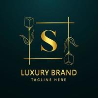 Premium letter S logo icon design. Luxury jewelry frame gem edge logotype. Beauty, Fashion, Spa icon, Floral logo design vector