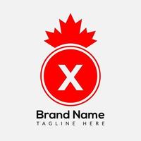 Maple Leaf On Letter X Logo Design Template. Canadian Business Logo, business, and company identity vector