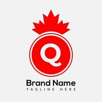 Maple Leaf On Letter Q Logo Design Template. Canadian Business Logo, business, and company identity vector