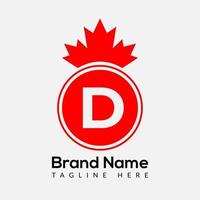 Maple Leaf On Letter D Logo Design Template. Canadian Business Logo, business, and company identity vector