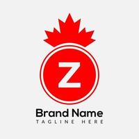 Maple Leaf On Letter Z Logo Design Template. Canadian Business Logo, business, and company identity vector