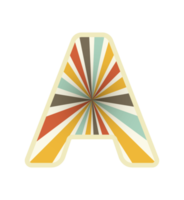 letter A with retro style gradient color sunburst starburst pattern png