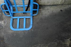 Close up Blue Hand Truck Cart. photo