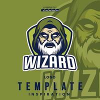 Vector emblem, logo template with monkey Wizard head. design element for esport