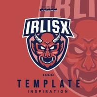 Vector emblem, logo template with monkey Devil head. design element for esport