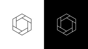 Hexagon logo technology outline black and white icon illustration style Designs templates vector