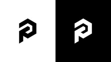 hexagonal logo monogram p letter initial black and white icon illustration style Designs templates vector