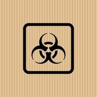 Biohazard simple flat icon vector illustration with cardboard texture background