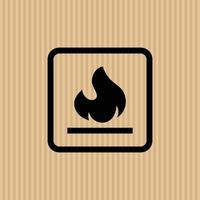 Flammable simple flat icon vector illustration with cardboard texture background