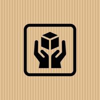 Handle with care simple flat icon vector illustration with cardboard texture background