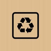 Recycled simple flat icon vector illustration with cardboard texture background