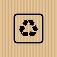 Recycled simple flat icon vector illustration with cardboard texture background