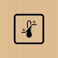 Temperature simple flat icon vector illustration with cardboard texture background