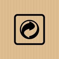 Recycled simple flat icon vector illustration with cardboard texture background