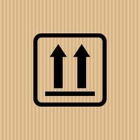 This way up simple flat icon vector illustration with cardboard texture background