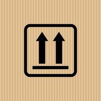 This way up simple flat icon vector illustration with cardboard texture background