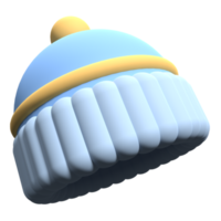 invierno sombrero 3d hacer icono ilustración. cielo azul gorro sombrero aislado. gorro sombrero icono en 3d prestar. 3d hacer ilustración png