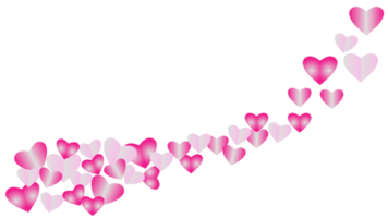 Shining gradation pink heart and pink heart illustration, flying isolated on transparent background. Decoration for Valentine design or media animation png