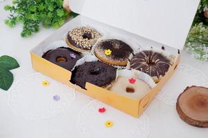 donuts with delicious glaze as a background photo