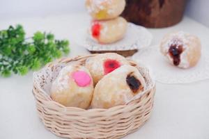 delicious flavor filled ball donuts as a background photo