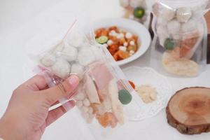 Meatballs with Peanut Crackers as a Background photo