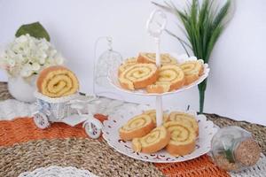 cake with delicious pineapple jam as a background photo