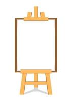 Painting wooden easel clipart isolated on white background. Vector wood easel with canvas