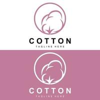 Cotton Logo, Soft Cotton Flower Design Vector Natural Organic Plants Apparel Materials And Beauty Textiles