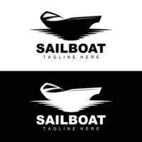 Sailboat Logo,Traditional Asian Boat Vector, Lake Ocean Icon Design, Fishing Boat vector