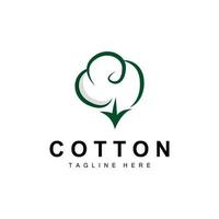 Cotton Logo, Soft Cotton Flower Design Vector Natural Organic Plants Apparel Materials And Beauty Textiles