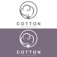 Cotton Logo, Soft Cotton Flower Design Vector Natural Organic Plants Apparel Materials And Beauty Textiles