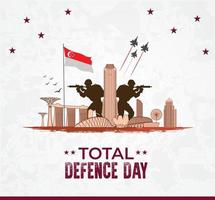 Total Defence Day. Singapore. February 15. Template for background, banner, card, poster. vector illustration.