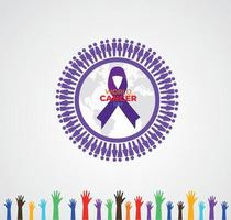 World Cancer Day. February 4. Cancer ribbon concept. Template for background, banner, card, poster. vector illustration.