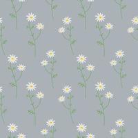 Cute repeating seamless pattern with daisies on a gray background, floral motif. Hand drawn background with flowers. Suitable for textiles, packaging design, postcards, baby products vector