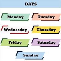 Days of the week in English lettering style on a black background for  printing and design.Vector illustration. 17116783 Vector Art at Vecteezy