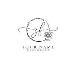 Initial ZF beauty monogram and elegant logo design, handwriting logo of initial signature, wedding, fashion, floral and botanical with creative template. vector