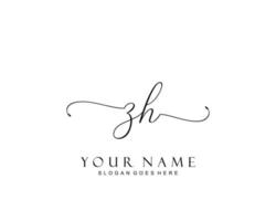 Initial ZH beauty monogram and elegant logo design, handwriting logo of initial signature, wedding, fashion, floral and botanical with creative template. vector