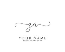 Initial ZN beauty monogram and elegant logo design, handwriting logo of initial signature, wedding, fashion, floral and botanical with creative template. vector