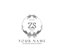 monograma de belleza zs inicial y diseño de logotipo elegante, logotipo de escritura a mano de firma inicial, boda, moda, floral y botánica con plantilla creativa. vector