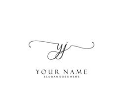 Initial YJ beauty monogram and elegant logo design, handwriting logo of initial signature, wedding, fashion, floral and botanical with creative template. vector