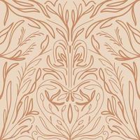 Abstract floral pattern doodle brown color background vector