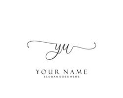 Initial YU beauty monogram and elegant logo design, handwriting logo of initial signature, wedding, fashion, floral and botanical with creative template. vector