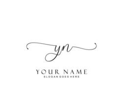Initial YN beauty monogram and elegant logo design, handwriting logo of initial signature, wedding, fashion, floral and botanical with creative template. vector