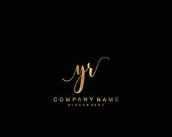 Initial YR beauty monogram and elegant logo design, handwriting logo of initial signature, wedding, fashion, floral and botanical with creative template. vector
