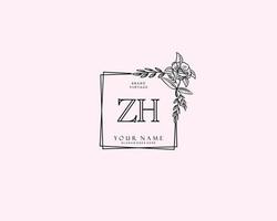 Initial ZH beauty monogram and elegant logo design, handwriting logo of initial signature, wedding, fashion, floral and botanical with creative template. vector