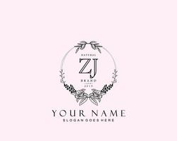 monograma de belleza zj inicial y diseño de logotipo elegante, logotipo de escritura a mano de firma inicial, boda, moda, floral y botánica con plantilla creativa. vector