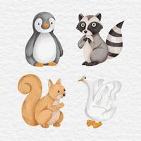 watercolor cute pet wild animal clip art farm collection set vector