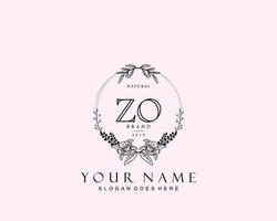 Initial ZO beauty monogram and elegant logo design, handwriting logo of initial signature, wedding, fashion, floral and botanical with creative template. vector